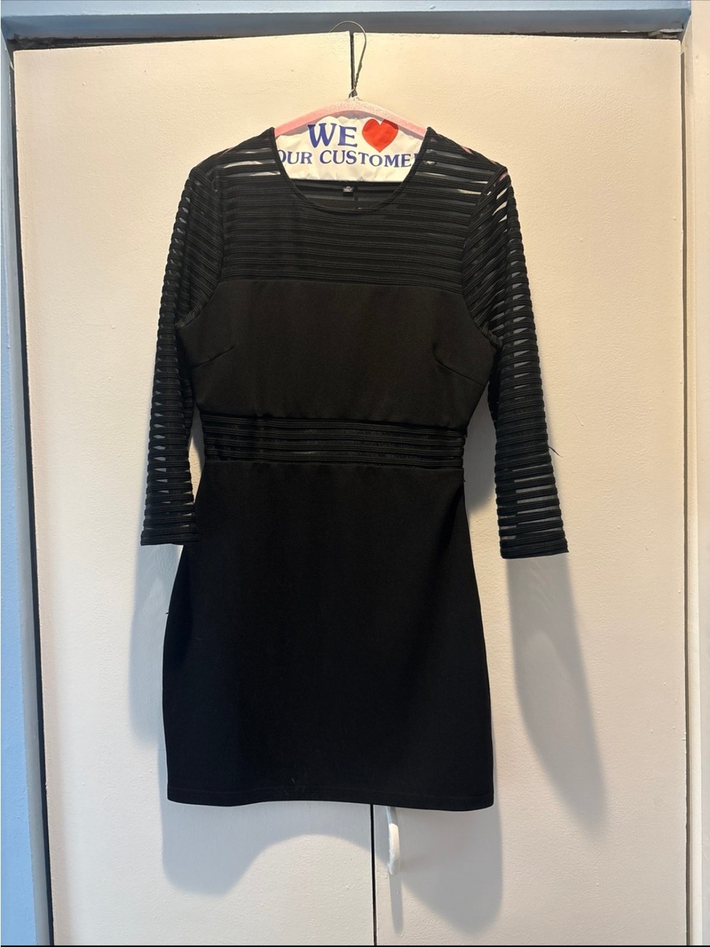 Black Sheer-Panel Bodycon Dress